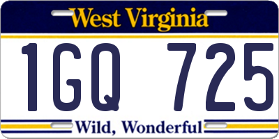 WV license plate 1GQ725