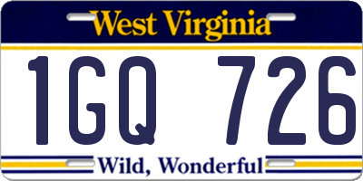 WV license plate 1GQ726