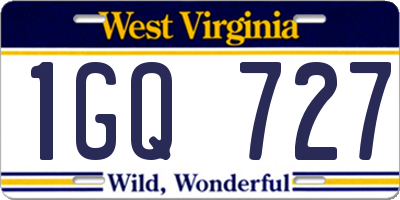WV license plate 1GQ727