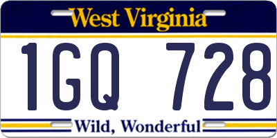 WV license plate 1GQ728