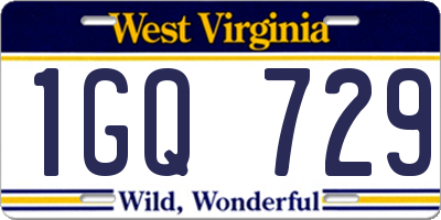 WV license plate 1GQ729