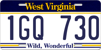 WV license plate 1GQ730
