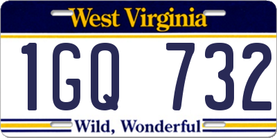 WV license plate 1GQ732