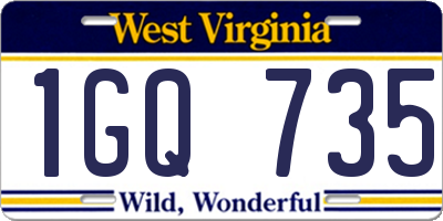 WV license plate 1GQ735