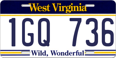 WV license plate 1GQ736