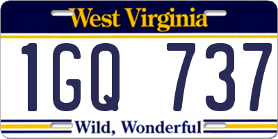 WV license plate 1GQ737