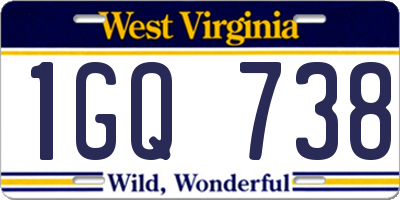 WV license plate 1GQ738