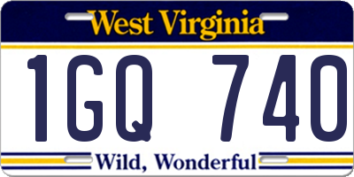 WV license plate 1GQ740