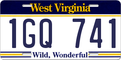 WV license plate 1GQ741