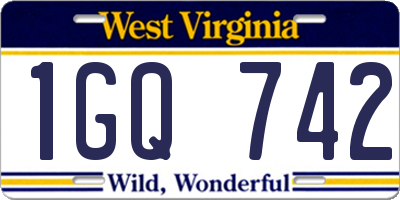 WV license plate 1GQ742