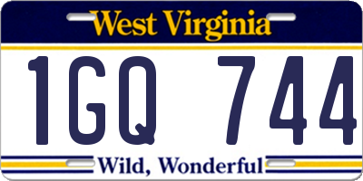 WV license plate 1GQ744