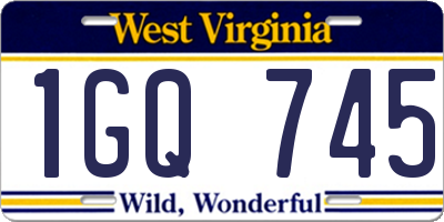 WV license plate 1GQ745