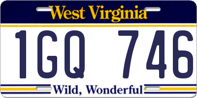 WV license plate 1GQ746