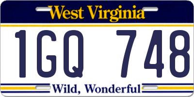 WV license plate 1GQ748