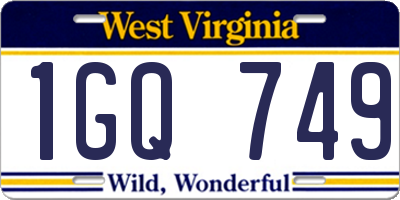 WV license plate 1GQ749
