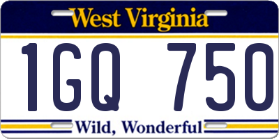 WV license plate 1GQ750