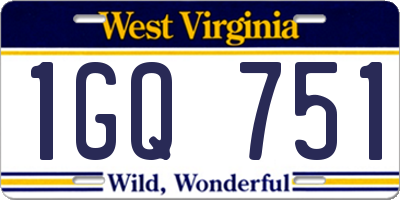 WV license plate 1GQ751