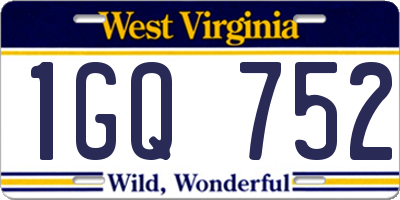 WV license plate 1GQ752