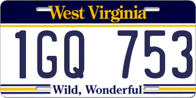 WV license plate 1GQ753