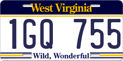 WV license plate 1GQ755