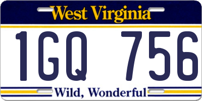 WV license plate 1GQ756