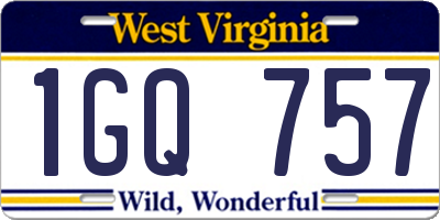 WV license plate 1GQ757