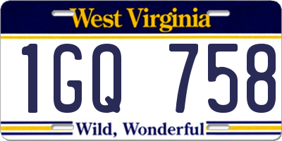 WV license plate 1GQ758