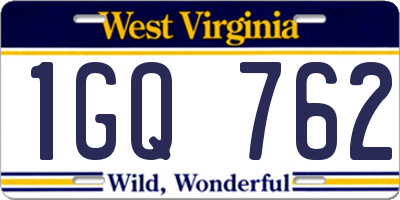 WV license plate 1GQ762