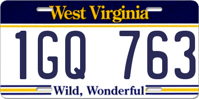 WV license plate 1GQ763