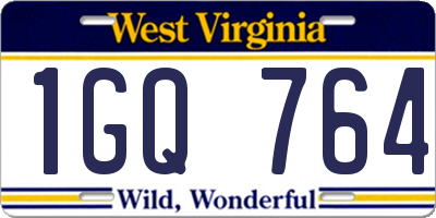 WV license plate 1GQ764