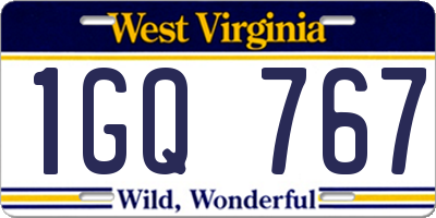 WV license plate 1GQ767