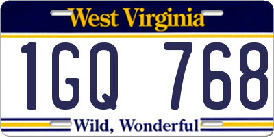 WV license plate 1GQ768