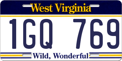 WV license plate 1GQ769