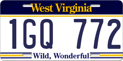 WV license plate 1GQ772
