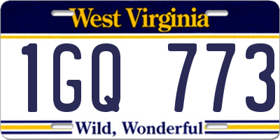 WV license plate 1GQ773