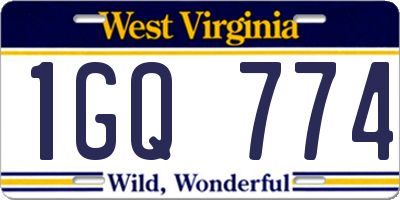 WV license plate 1GQ774