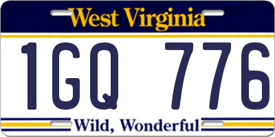 WV license plate 1GQ776