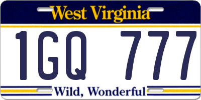 WV license plate 1GQ777
