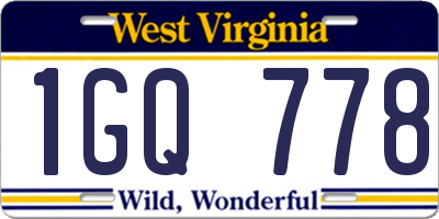 WV license plate 1GQ778
