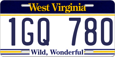 WV license plate 1GQ780