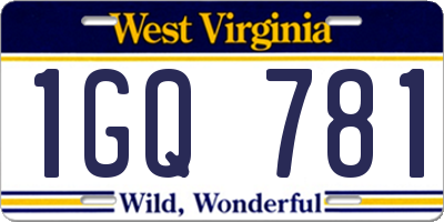 WV license plate 1GQ781