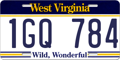 WV license plate 1GQ784