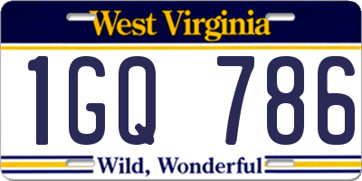 WV license plate 1GQ786
