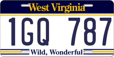 WV license plate 1GQ787