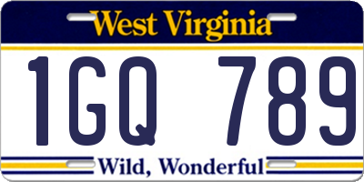 WV license plate 1GQ789