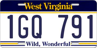 WV license plate 1GQ791