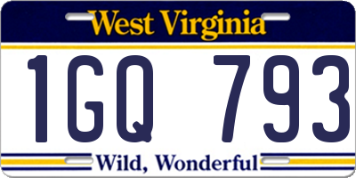 WV license plate 1GQ793