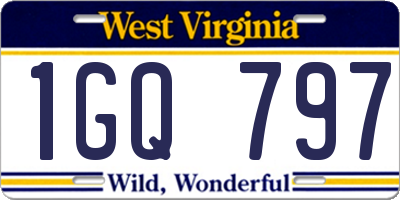WV license plate 1GQ797