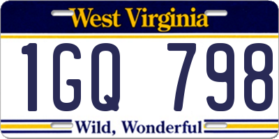 WV license plate 1GQ798