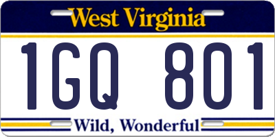 WV license plate 1GQ801